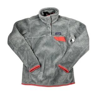 Patagonia Gray Fleece Pullover with Coral Trim